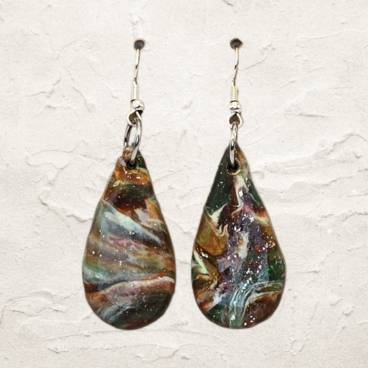 Mystic Earth Teardrop Resin Earrings
