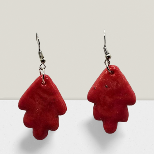 Crimson Charm Leaf Earrings – Deep Red Resin Drops
