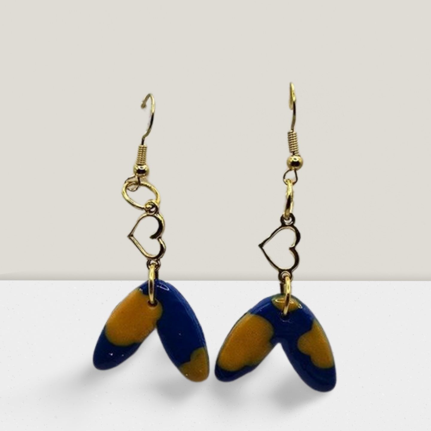 Mystic Forest Abstract Dangle Earrings – Yellow, Green & Brown with Silver Foil