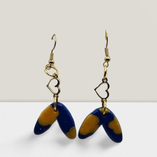 Mystic Forest Abstract Dangle Earrings – Yellow, Green & Brown with Silver Foil
